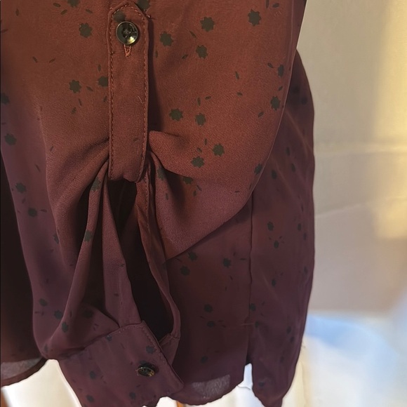 Reitmans Flowy Burgundy Floral Button Down Shirt - Picture 2 of 5